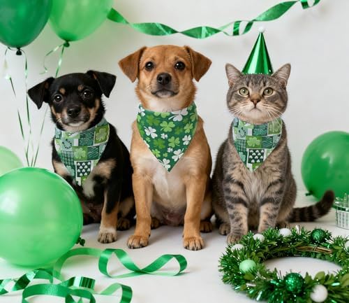 St. Patrick's Day Dog Bandanas 2PCS-Small,Irish Shamrock Design Scarves, Holiday Costumes,Pet Scarves for Boys and Girls,Dog Outfit Gifts for Small Dogs and Cats(Green) - Image 5