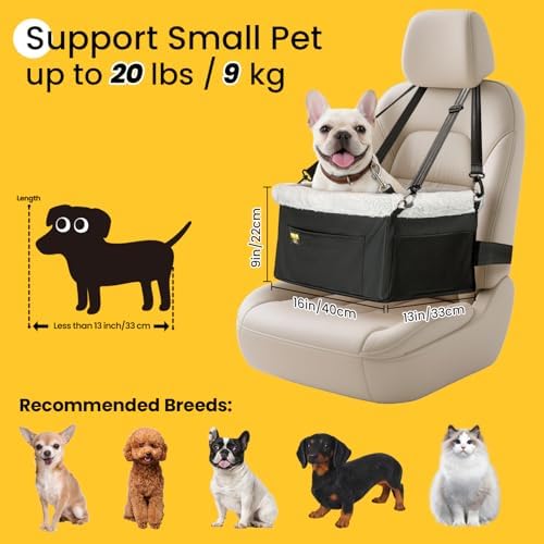 Conlun Dog Car Seat Booster | Steel Frame Anti-Collapse | Small Pet | Black - Image 2