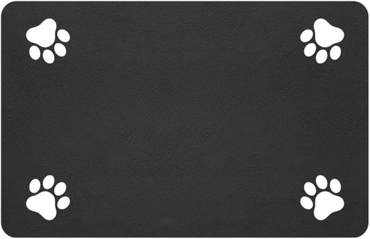Pet Feeding Mat-Absorbent Pet Placemat for Food and Water Bowl, with Waterproof Rubber Backing, Quick Dry Water Dispenser Mat for Dog and Cat (27"x17", Black) by Incenseburner