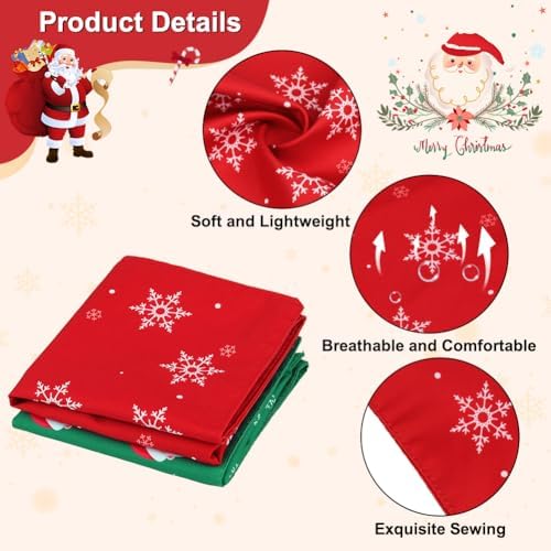 Vivifying Christmas Dog Bandana 2 Pack - Holiday Pet Scarves with Santa & Snowflake Prints, Red and Green Reversible Triangle Dog Bibs for Large & Extra Large Dogs (Size XL) - Image 3