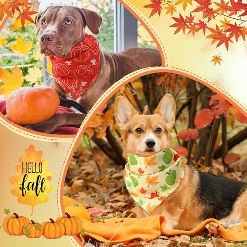 Weewooday 50 Pcs Fall Thanksgiving Dog Bandanas Bulk,Large Pets Charm - Image 4