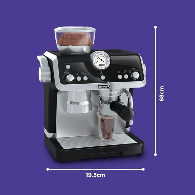Casdon De'Longhi Toys Barista Coffee Machine. Toy Kitchen Playset for Kids with Moving Parts, Realistic Sounds and Magic Coffee Reveal. For Children Aged 3+, Silver, Black - Image 7