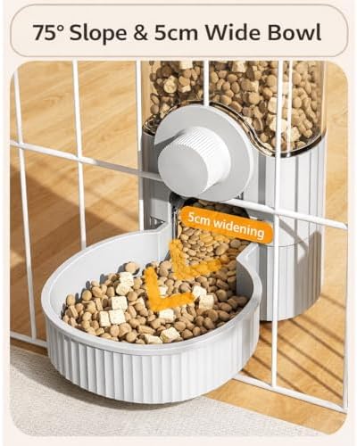 Hanging Automatic Food and Water Dispenser, Gravity Rabbit Feeder Set, Cage Cat Food Bowl Dog Feeding Station for Puppy and Kitten Rabbit Chinchilla Hedgehog Ferret (for Cage Grid Over 1.2”) - Image 4