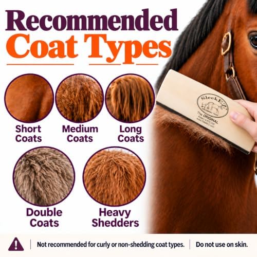 SleekEZ 10 Inch Horse Brush – Patented Horse Shedding Blade Made in USA - Removes Loose Hair & Undercoat - Deshedding Tool for Donkeys, Cows & Large Animals - Helps Reduce Seasonal Shedding - Image 6