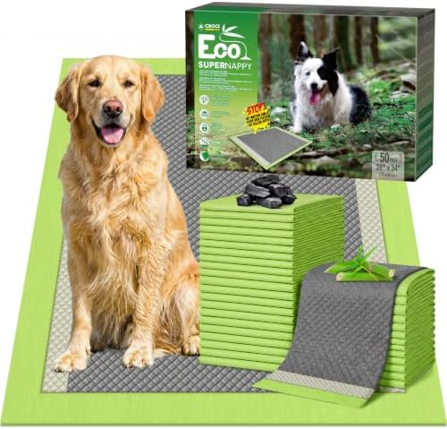 CROCI Charcoal Puppy Pads with Adhesive Tabs 2X Odor Control 28x34in 50Ct by CROCI