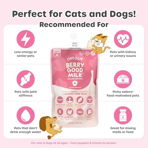 Choolip Berry Good Milk for Cats & Dogs – Lactose-Free Pet Milk Pouches – Vet-Formulated Hydrating Drink with Cranberry, CoQ10, Glucosamine & Omega-3 (100mL x 8 Pouches) - Image 4