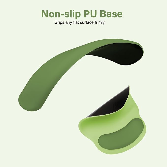 MOSISO Wrist Rest Support for Mouse Pad&Keyboard Set, Olive Green | Circle Curved Ergonomic Mousepad Non-Slip Base Home/Office Pain Relief&Easy Typing Pad with Soft Cloth&Silicone Lining - Image 5