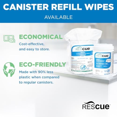 REScue One-Step Disinfectant Cleaner & Deodorizer Wipes for Vet Use – Cleaner for Kennels, Litter Boxes, Vet Offices, Pet Grooming Surfaces – Wipes Canister, 160-Count (12 Pack) - Image 5