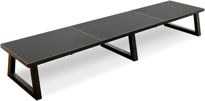 TEAMIX Black 42 inch Dual Monitor Riser,Wood and Steel Long Monitor Stand for 2 Monitors with Storage Large TV Riser Computer Laptop Stand for Desk Office Organization by TEAMIX