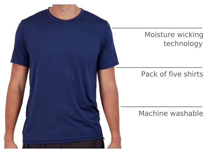 5 Pack Men's Dry Fit V Neck Gym Workout T Shirts Athletic Moisture Wicking | Cooling, Quick Dry, Breathable, Short Sleeve, Exercise, Cycling, Sports, Outdoor, Fitness, Golf, Crossfit, Hiking, Tennis - Image 4