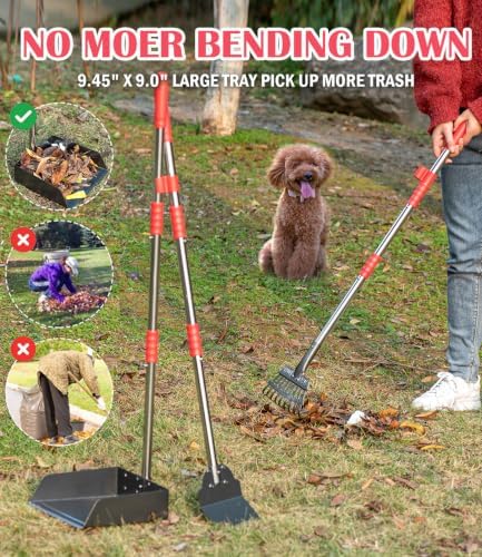 FUSBUNTY Dog Pooper Scooper Set, Heavy Duty Stainless Steel Rake & Spade - Image 5
