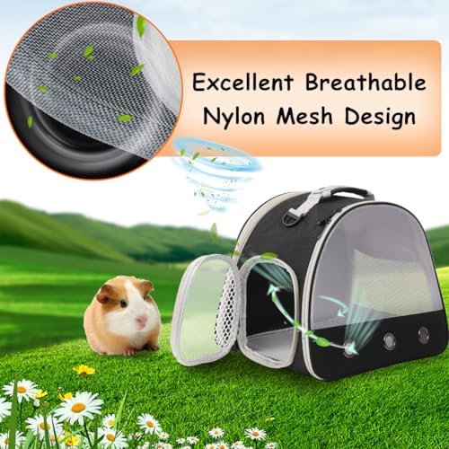 Breathable Guinea Pig Carrier Backpack with Nylon Mesh Window Portable Carrier for Guinea Pig, Bunny Bearded Dragon Bird Chinchilla Ferret Travel Outdoor - Image 4