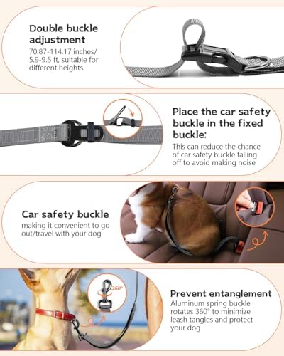 Hands Free Dog Leash, Multifunctional Crossbody Dog Leash (Grey, Large-5.9-9.5ft) - Image 3