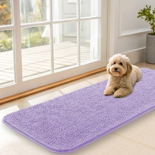 OLANLY Dog Door Mat for Muddy Paws 47x17, Super Absorbent Chenille Mud Mat by OLANLY