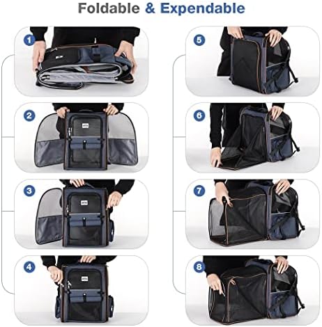 Extra Large Cat Backpack Carrier Expandable Pet Carrier Backpack for Small Dogs Medium Cats Fit Up to 18 Lbs, Dog Backpack Carrier, Foldable Puppy Backpack Carrier for Travel, Hiking,Blue - Image 6