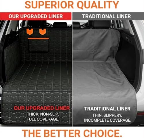 SUV Liner for Dogs, Waterproof Dog Trunk Cover with Bumper Flap Protector, PU Large Size Universal Fit, Black - Image 4