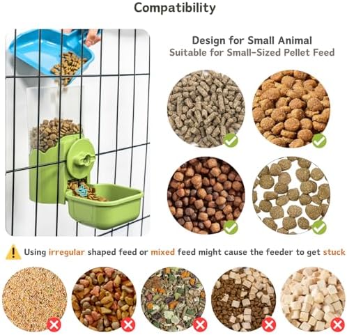 Automatic Pet Food Water Dispenser, Auto Gravity Pet Feeder Water Bottle Set for Cage, Feeding Station for Puppy Kitten Rabbit Guinea Pigs Chinchilla Ferret Hedgehog (Green) - Image 3