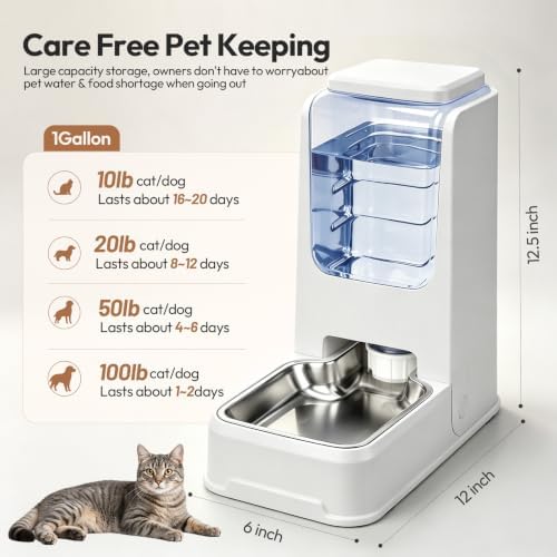 Automatic Cat Feeder, Pet Food Dispenser for Cats Dog (White) - Image 3
