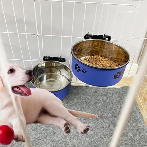 2Pcs Dog Crate Water Food Bowls No Spill Stainless Kennel Bowls 25 & 34 OZ - Image 6