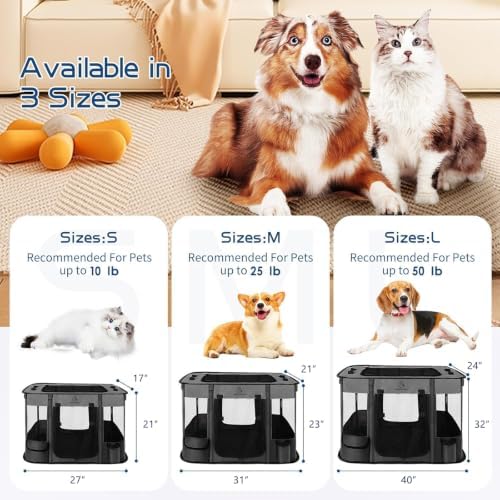 ROMANTIC BEAR Dog Playpen,Foldable Pet Puppy Cat Playpen,L(40"x32"x24") - Image 2
