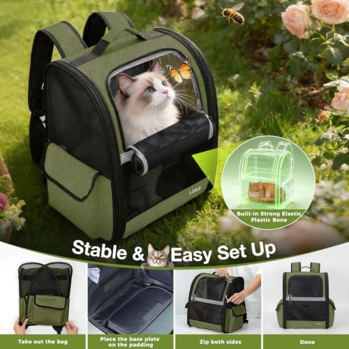 Lekereise Dog Carrier Backpack for Small Medium Dogs Cats up to 18 lbs, Breathable Pet Backpack Carrier with 3 Entrances, Collapsible Cat Backpack Carrier, Travel Hiking Puppy Backpack - Image 7