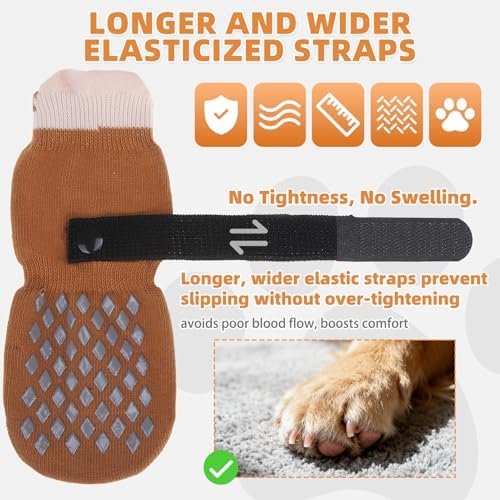 KOOLTAIL Anti Slip Dog Socks Shoes for Hot Pavement to Prevent Licking Paws Scratching, Pet Boots & Paw Protector for Hardwood Floors, Dog Grip Booties for Small Medium Large Senior Dogs, Khaki XS - Image 6