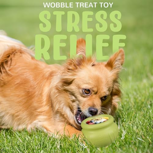 Wobbly Dog Enrichment Lick Toy, Stuffable Frozen Lick Bowl to Keep Dogs Busy, Long-Lasting Interactive Treat Dispensing Dog Toy, Silicone Fetch Catch Chew Toy(Green,S) - Image 2