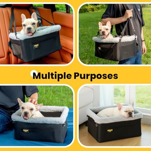 Conlun Dog Car Seat Booster | Steel Frame Anti-Collapse | Small Pet | Black - Image 6