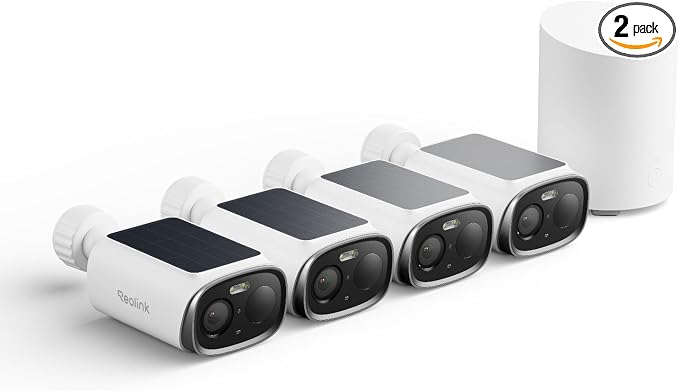 REOLINK Security Cameras Wireless Outdoor, 3K 5MP Dual-Band WiFi 6, Person/Vehicle/Animal Smart AI Detection, IP67, Local Storage, Smart Alerts, No Subscription, Home Hub Mini with 4X Argus Solar by Unknown