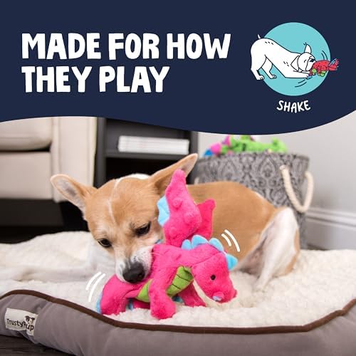 goDog Dragons Squeaky Plush Dog Toy with Chew Guard Technology, Durable Fabric & Squeaker for Active Play, Pink, Small - Image 5