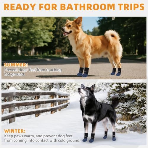 KOOLTAIL Anti Slip Dog Socks to Prevent Licking Paws,Dog Shoes for Hot Pavement, Reflective Traction Control Booties, Dogs Boots & Paw Protector for Hardwood Floors Small Medium Large Senior Dogs - Image 7