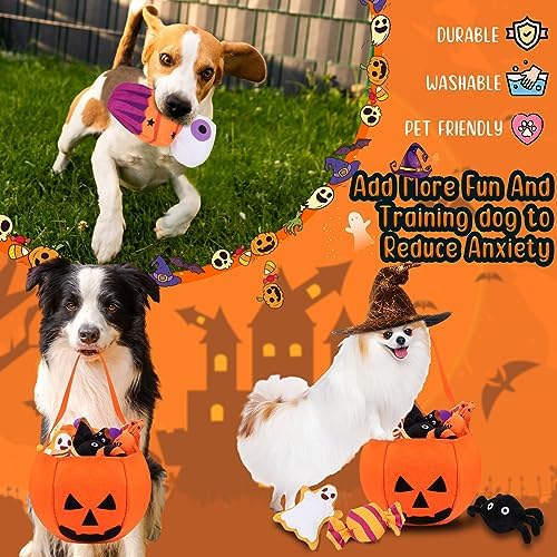 12 Pcs Halloween Dog Toys, Pumpkin Bag Plush Squeaky Set - Image 6