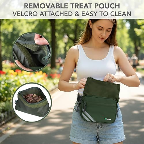 PetAmi Dog Walking Bag, 3-in-1 Crossbody Fanny Pack Treat Pouch,Olive Green - Image 4
