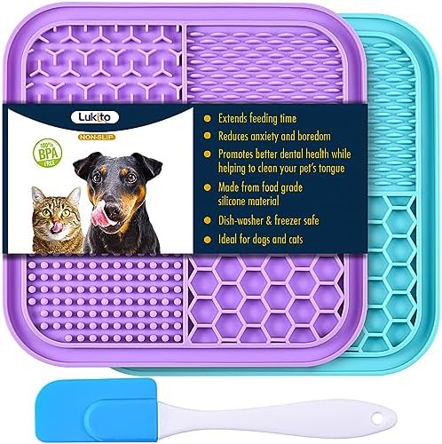 2PCS Licking Mat for Dogs with Suction Cups, Premium Lick Pad for Anxiety Relief, Slow Feeder Dog Bowls, Perfect for Bathing, Grooming and Training by LUKITO