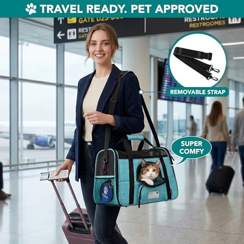 PetAmi Airline Approved Pet Carrier for Cats Small Dogs, Large Heather Blue - Image 5