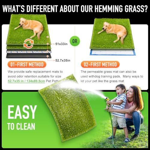 Hompet Artificial Grass for Dogs, 51"x33", Professional Dog Grass Mat, Easy to Clean with Drainage Holes, Potty Training Pad and Replacement Fake Grass Turf, Outdoor Rug Patio Lawn Decoration - Image 2