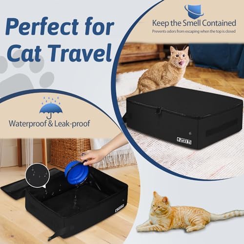 Petskd Portable Cat Travel Litter Box with Lid, Black - Image 3