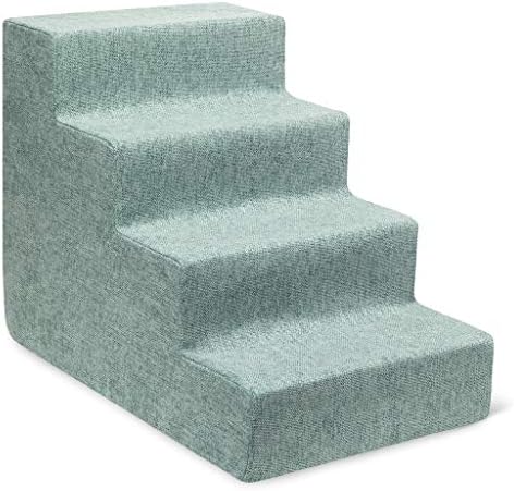 Best Pet Supplies Dog Stairs & Steps - Foam Steps for Small Dogs & Cats, Non-Slip Indoor Balanced Pet Step Support, Dog Ramp, No Assembly, Pale Teal, 4-Step (18-inch Height) by BestPetSuppliesLLC