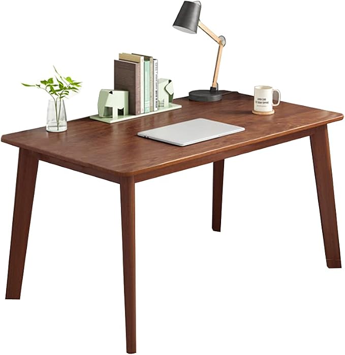 IOTXY Simple Wooden Writing Desk - Modern Minimalist Style PC Laptop Computer Workbench with Solid Wood Legs, 39" W Home Office Work Table for TV Stand Music Video Live Broadcast Workstation, Walnut - Image 9