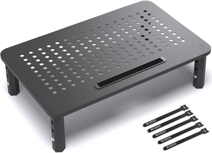 EVOOMI Monitor Stand Riser - Upgraded for Faster Productivity - Anti-Skid, HD Hexagonal Steel - Free Cable Ties - Computer Stand - Laptop, Desktop, Printer, iMac (Simple) by EVOOMI