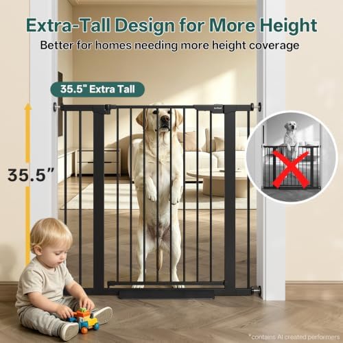 InnoTruth 29.6-39.1 in Wide x 35.5 in High Extra Tall Baby Gate, Black - Image 3
