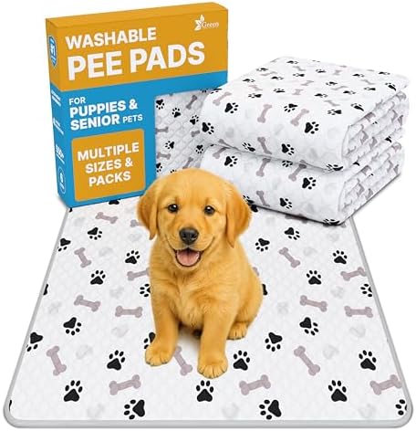 GREEN LIFESTYLE Washable Pee Pads for Dogs - Waterproof Reusable Puppy Pads with Anti-Slip Backing, Pet Training Pad for Puppy Playpen, Crate, Whelping Box, Potty Training (Pack of 6 - 30x34) by GreenLifeStyle