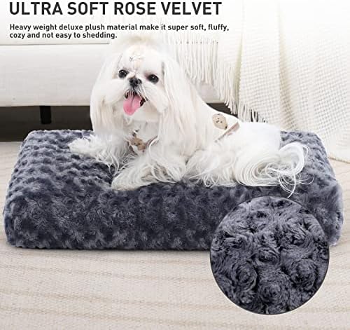 KSIIA Washable Dog Bed Small Dog Crate Bed Plush Pet Mat 17"x12" Dark Gray - Image 3