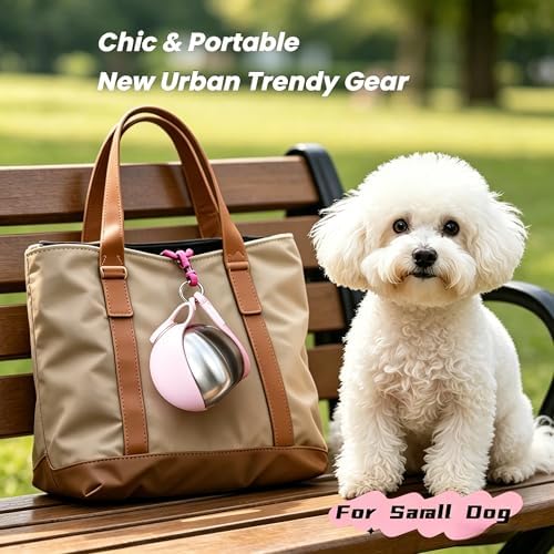 2-in-1 Dog Water Bottle - Portable Pet Travel Flask with Bowl -Pink - Image 3