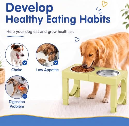 XIAZ Elevated Dog Bowls Large Breed Raised Dogs Bowl Stand Large/Medium Sized Dog Stainless Steel Food Water Bowl Stands 5 Heights Adjustable 9/11/12/15in Pet Feeder Dish Station - Image 4