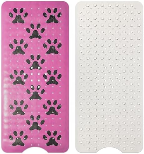 Dog Bath Mat for Tub -Non-Slip Bath Pad for Pet Dogs-Shower Non-Slip Mat Quick Drain Dog Shower Accessory pad Supplies 39.4x15.7 Inches (Pink) - Image 2