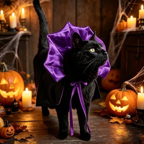GOYOSWA Cat Halloween Costumes Pet Cat Dog Halloween Vampire Costume Devil Vampire Cape Cloak Halloween Costumes for Cats X-Small Small Dogs Pets - Image 4
