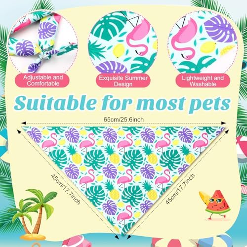Weewooday 50 Pcs Hawaiian Dog Bandanas Bulk for Dogs Soft Bibs Adjustable Triangle Pet Bandana for Small Medium Large Costume(Hawaii Pattern, 25.6 x 17.7 x 17.7 Inch) - Image 3