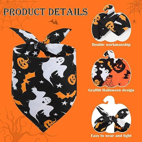 Vivifying 2 Pack Halloween Dog Bandanas, Spooky and Pumpkins Pattern - Image 3