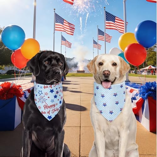 4th of July Dog Bandanas Large 3PCS, 6 Pattern Scarf for Boy Girl - Image 6
